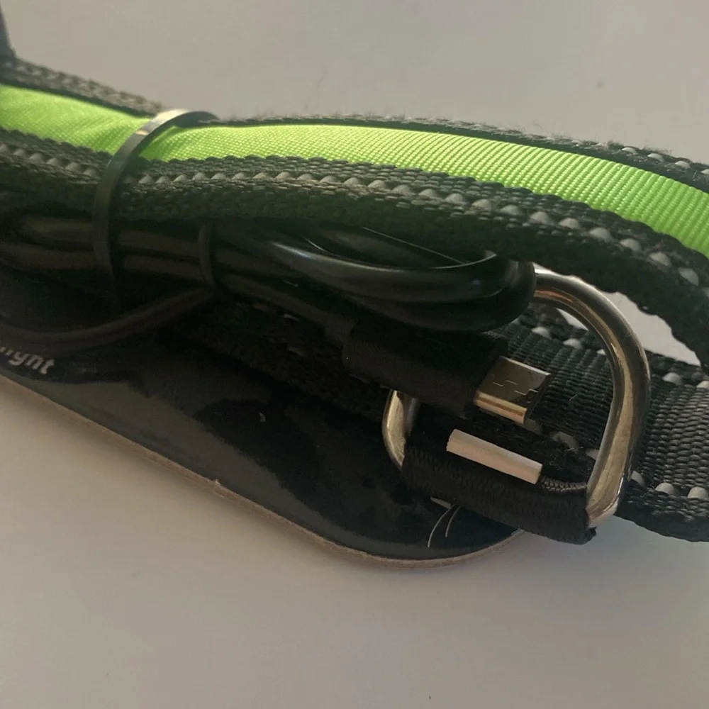 Eyenimal Black and Green Dog Collar with Rechargeable Flashing Light.NWOT
